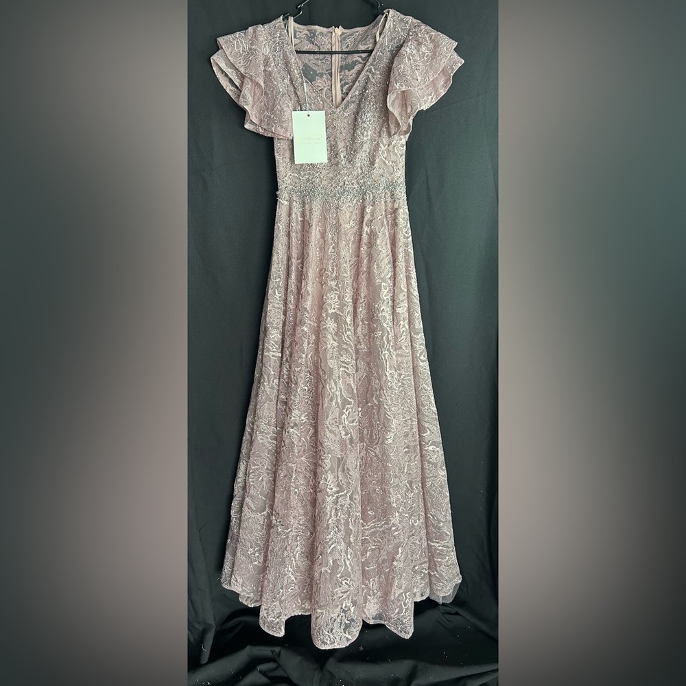 Mac Duggal 20354 NWT Pink Embellished Flutter Sleeve A Line Dress - Picture 2 of 4